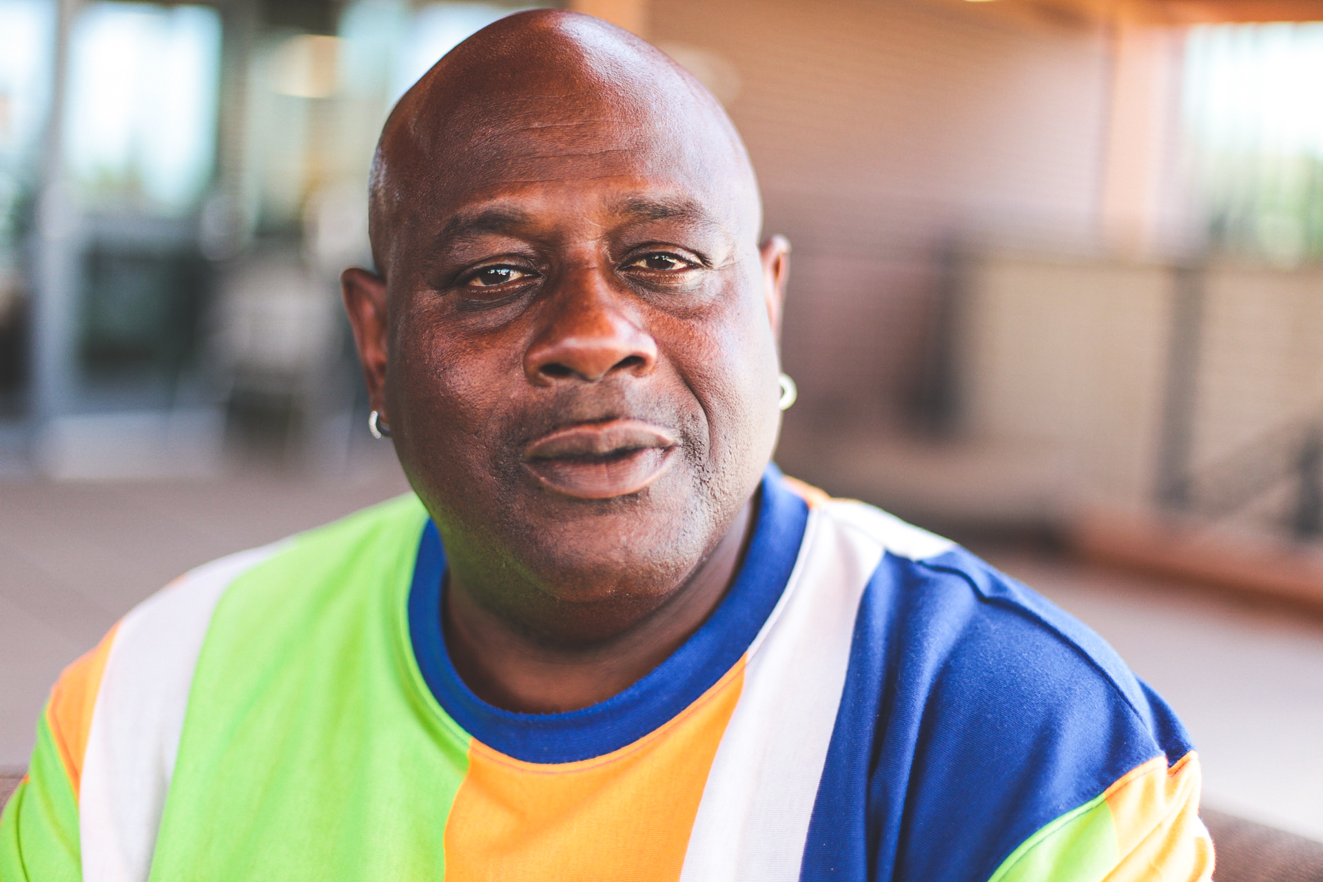 Man with colorful shirt