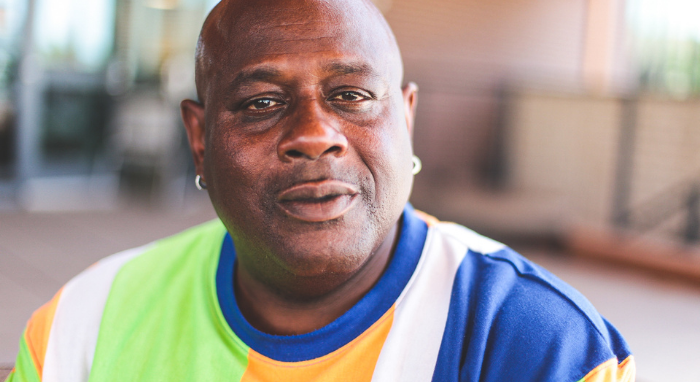 Man with colorful shirt